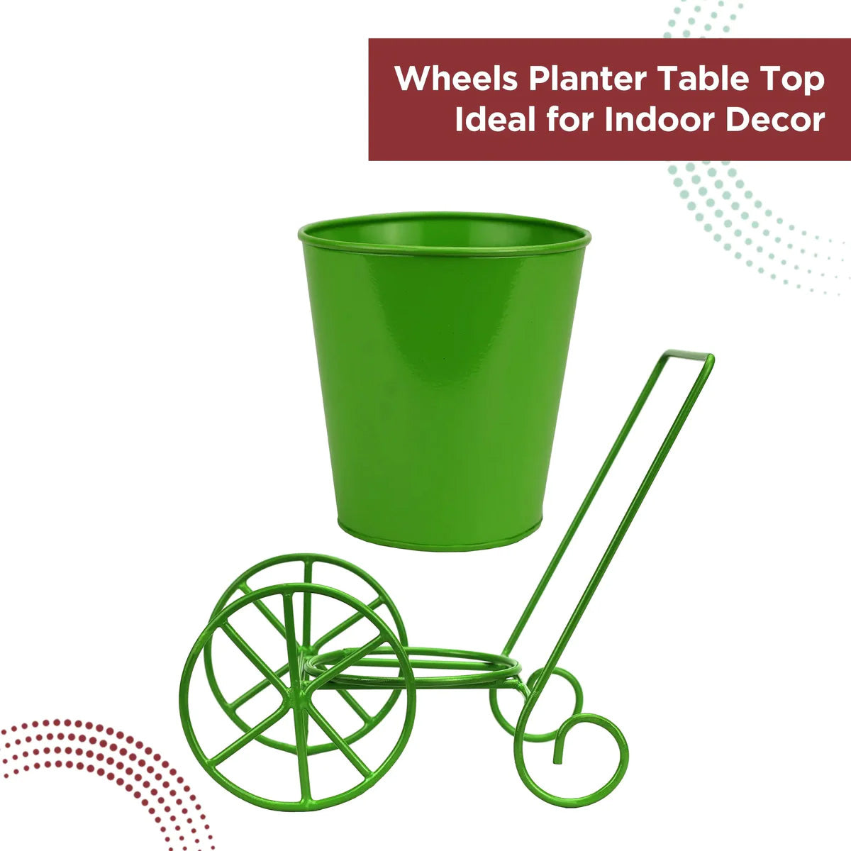 Casa De Amor Table Top Metal Planter on Wheel | Living Room Decor | Flower Pot Stand for Office Decor