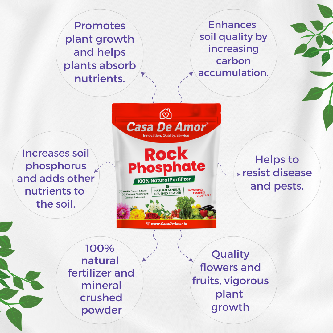 Casa De Amor Natural & Mineral Rock Phosphate Fertilizer All Purpose Crushed Powder for Fruiting and Flowering Plants
