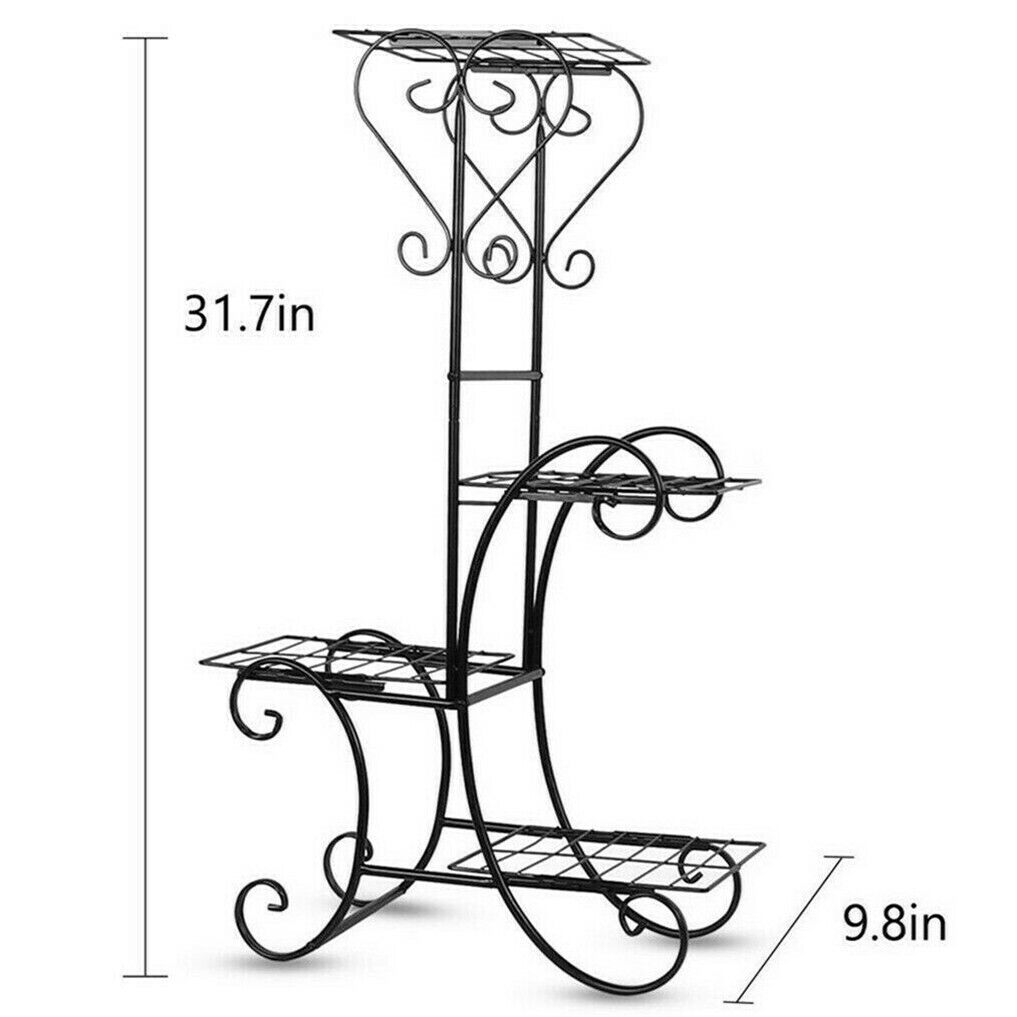 Casa De Amor 4 Tiers Metal Plant Stand for Garden Yard Decor Display