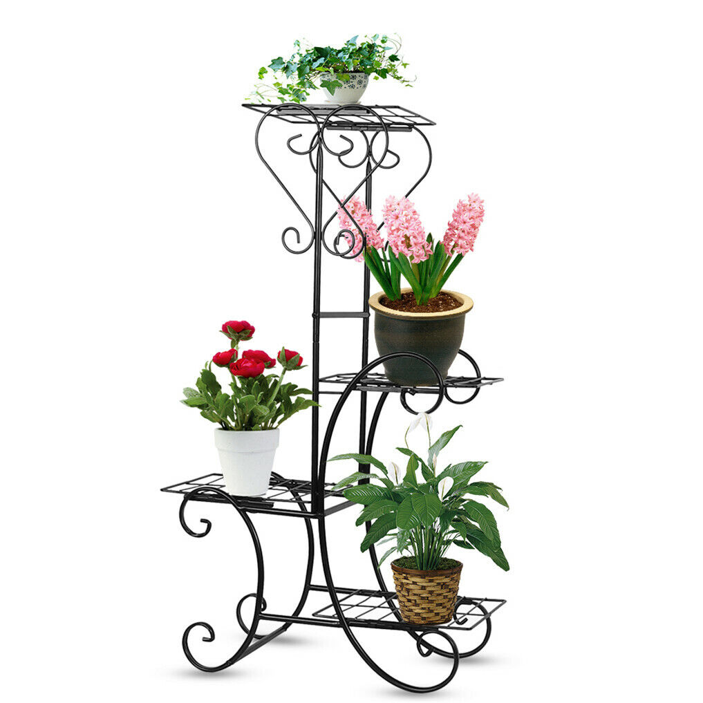 Casa De Amor 4 Tiers Metal Plant Stand for Garden Yard Decor Display