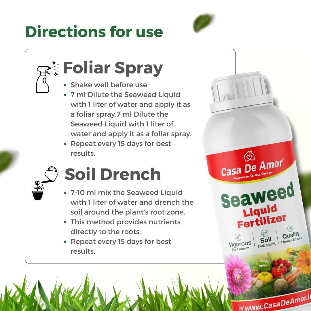 Casa De Amor Liquid Fertilizer Seaweed Extract for spray and drenching for Indoor and outdoor Plants