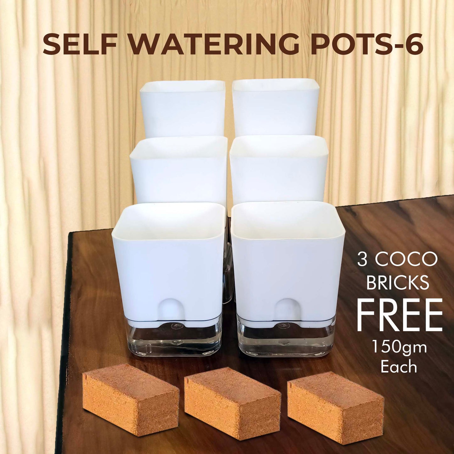 Casa De Amor Self Watering Pots for Indoor Plants | Home Decor, Living Room, Table Top | Plants not Included | 150gm Coco Brick Free