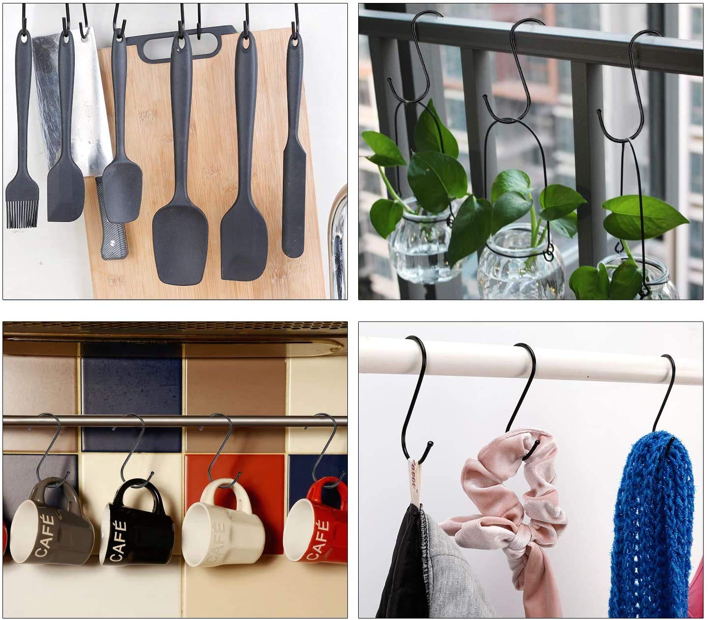 Casa De Amor Iron S Hooks, Perfect for kitchens, garden, closets, workshops (Black)- 10 Pack