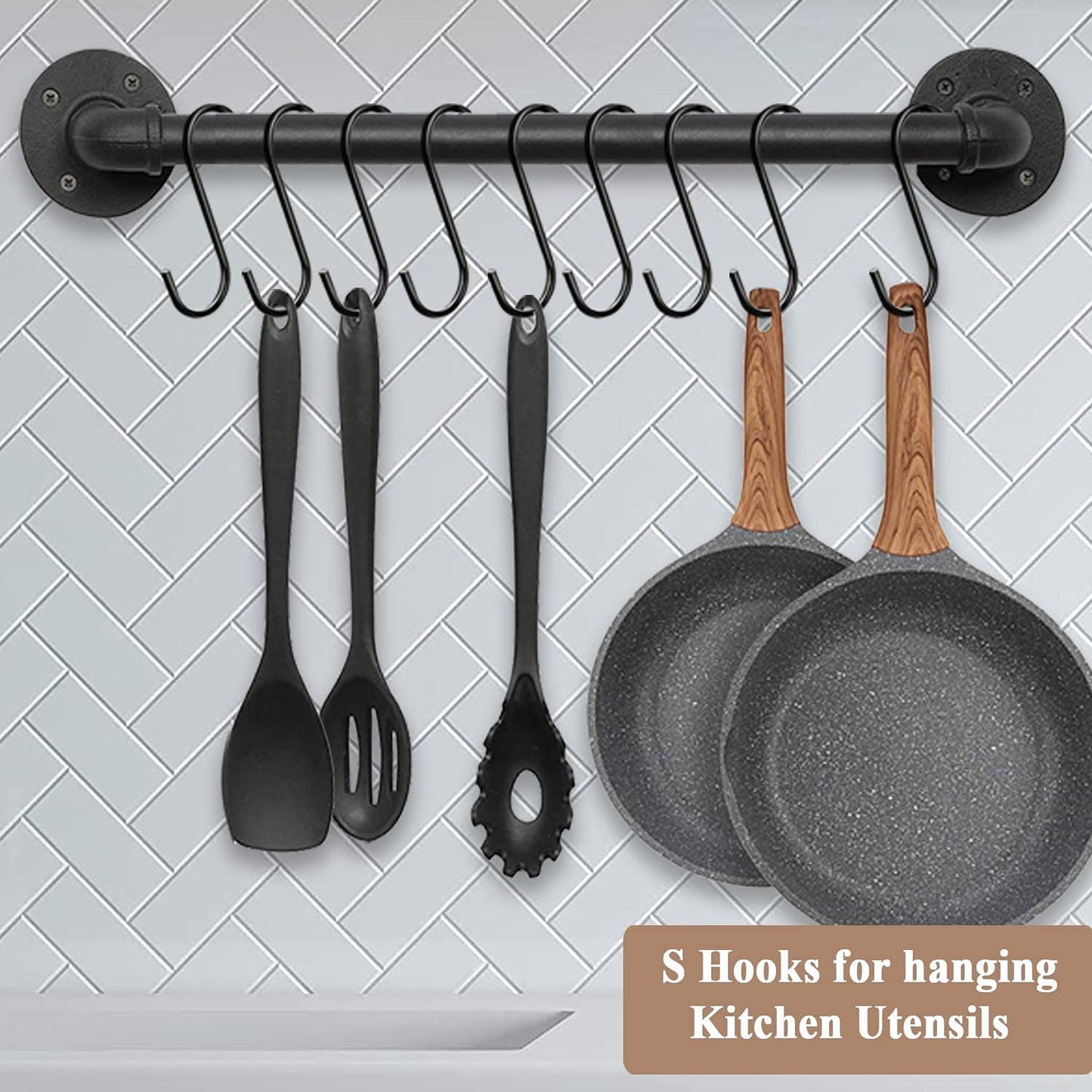 Casa De Amor Iron S Hooks, Perfect for kitchens, garden, closets, workshops (Black)- 10 Pack
