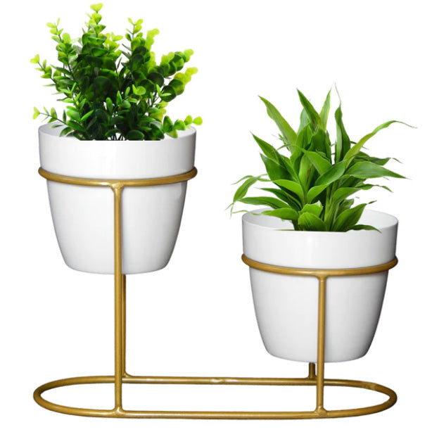 Casa De Amor Metal Pot with Stand, Decorative Stand for Indoor Plants