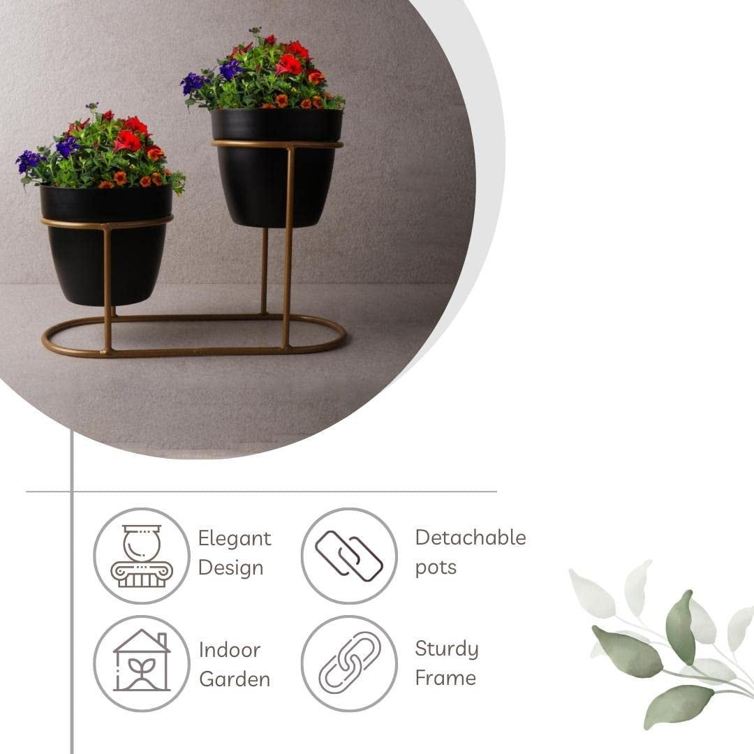 Casa De Amor Metal Pot with Stand, Decorative Stand for Indoor Plants