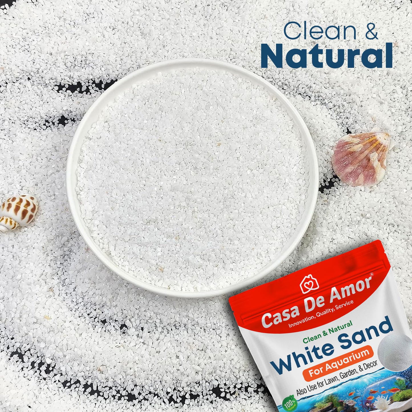 Casa De Amor White Sand Aquarium, Natural Sugar Size for Aquarium Decoration/ Home & Garden/ Lawn / Terrarium/ Quartz