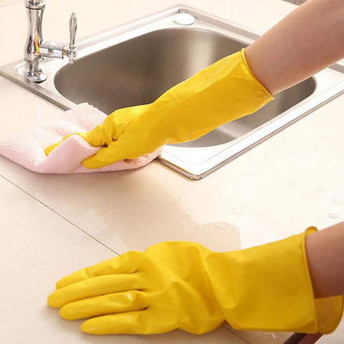Casa De Amor Reusable and Washable Dish washing / Kitchen / Industrial / Gardening Rubber Latex Hand Cleaning Gloves For Men Women 12 Inches Long