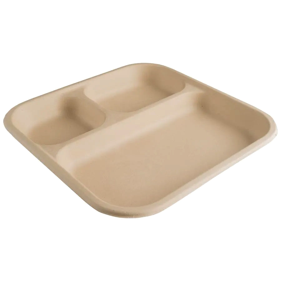 Casa De Amor Eco-Friendly Disposable 3 Compartment Dinner Plates Off White (Pack of 15)