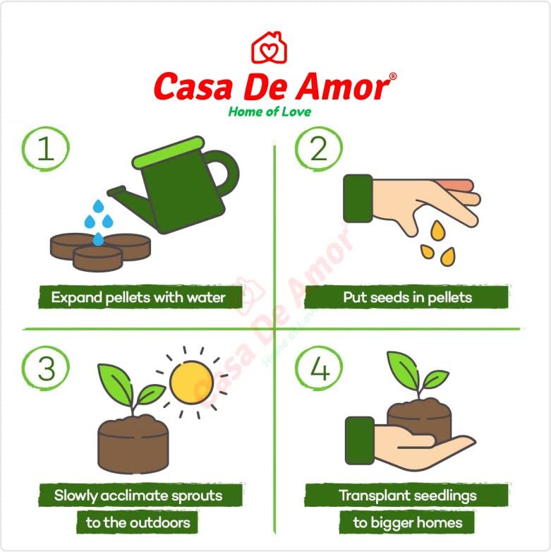 Casa De Amor Seed Starter Coco Disc | Coco Pellets | Coco Coin | Hydroponics Seed Germination kit - Coir Fiber Cocopeat Seedling Coins 30 mm