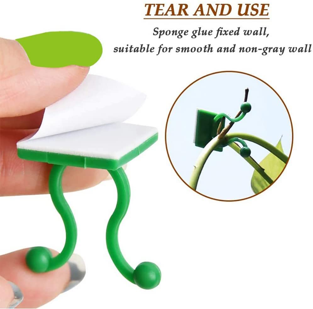 Casa De Amor 15 Pcs Plant Wall Climbing Fixing Clips | Plant Support Garden Clip | Reusable Plastic Plant Support Clips | Self Adhesive Plant Vine Backed Twist Clips (Green)