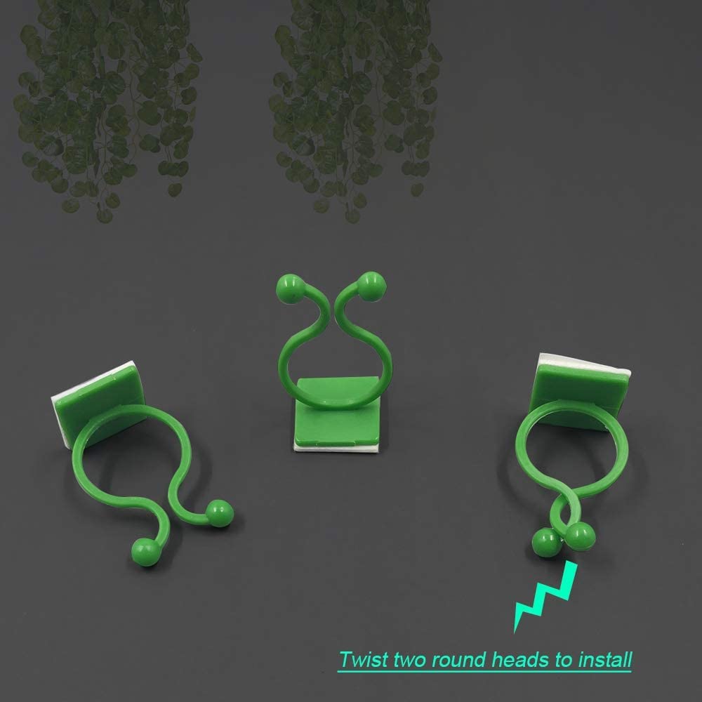 Casa De Amor 15 Pcs Plant Wall Climbing Fixing Clips | Plant Support Garden Clip | Reusable Plastic Plant Support Clips | Self Adhesive Plant Vine Backed Twist Clips (Green)