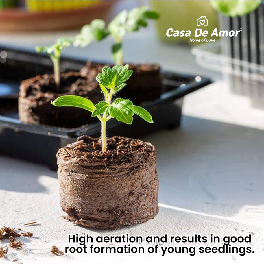 Casa De Amor Seed Starter Coco Disc | Coco Pellets | Coco Coin | Hydroponics Seed Germination kit - Coir Fiber Cocopeat Seedling Coins 30 mm