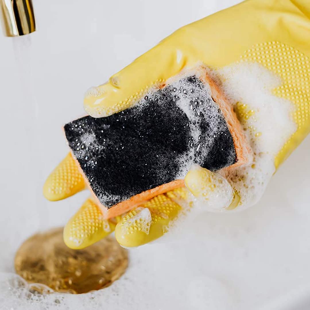Casa De Amor Reusable and Washable Dish washing / Kitchen / Industrial / Gardening Rubber Latex Hand Cleaning Gloves For Men Women 12 Inches Long