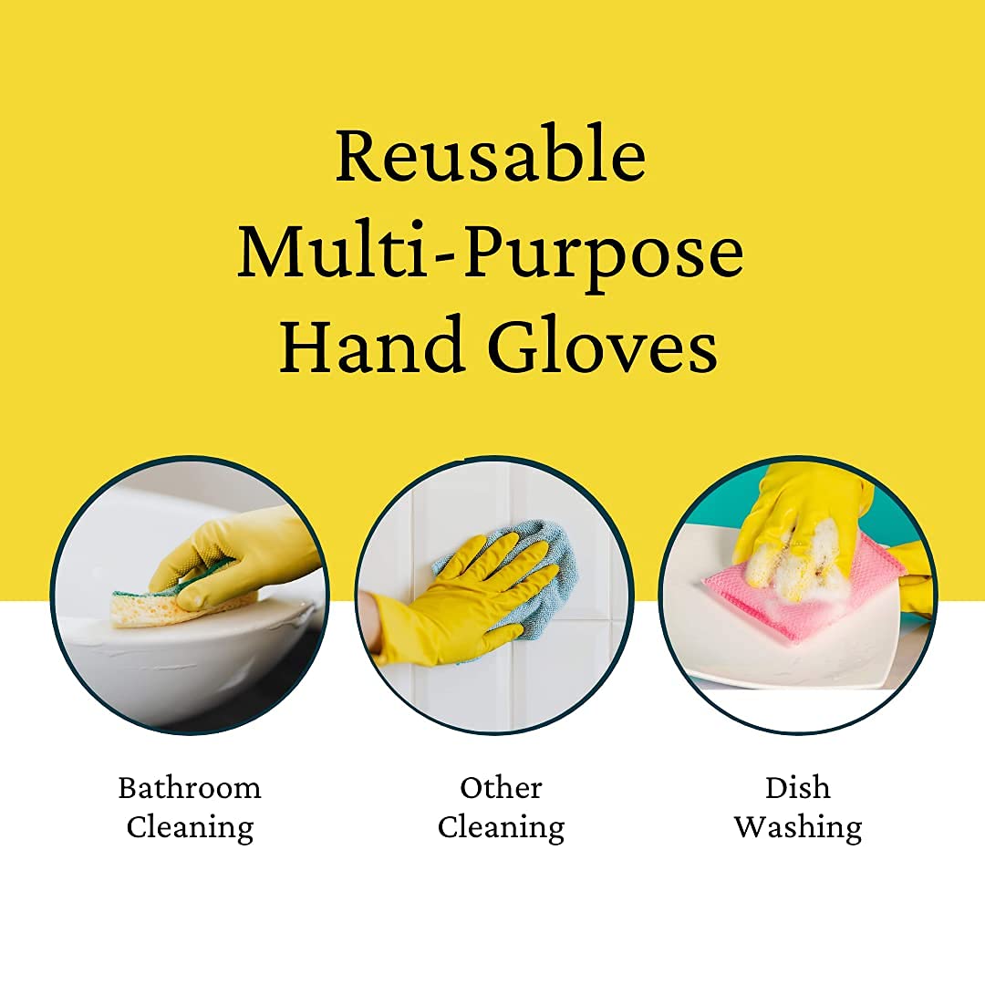 Casa De Amor Reusable and Washable Dish washing / Kitchen / Industrial / Gardening Rubber Latex Hand Cleaning Gloves For Men Women 12 Inches Long
