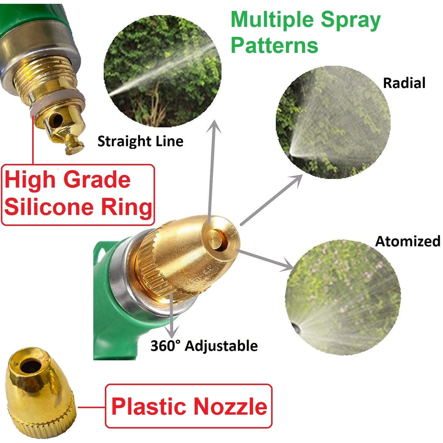 Casa De Amor Hose Nozzle Water Spray Gun with Water Flow Control Valve Lever Spray for Gardening Watering Plants Wash Car Bike Lawn