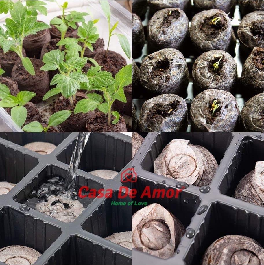 Casa De Amor Seed Starter Coco Disc | Coco Pellets | Coco Coin | Hydroponics Seed Germination kit - Coir Fiber Cocopeat Seedling Coins 30 mm