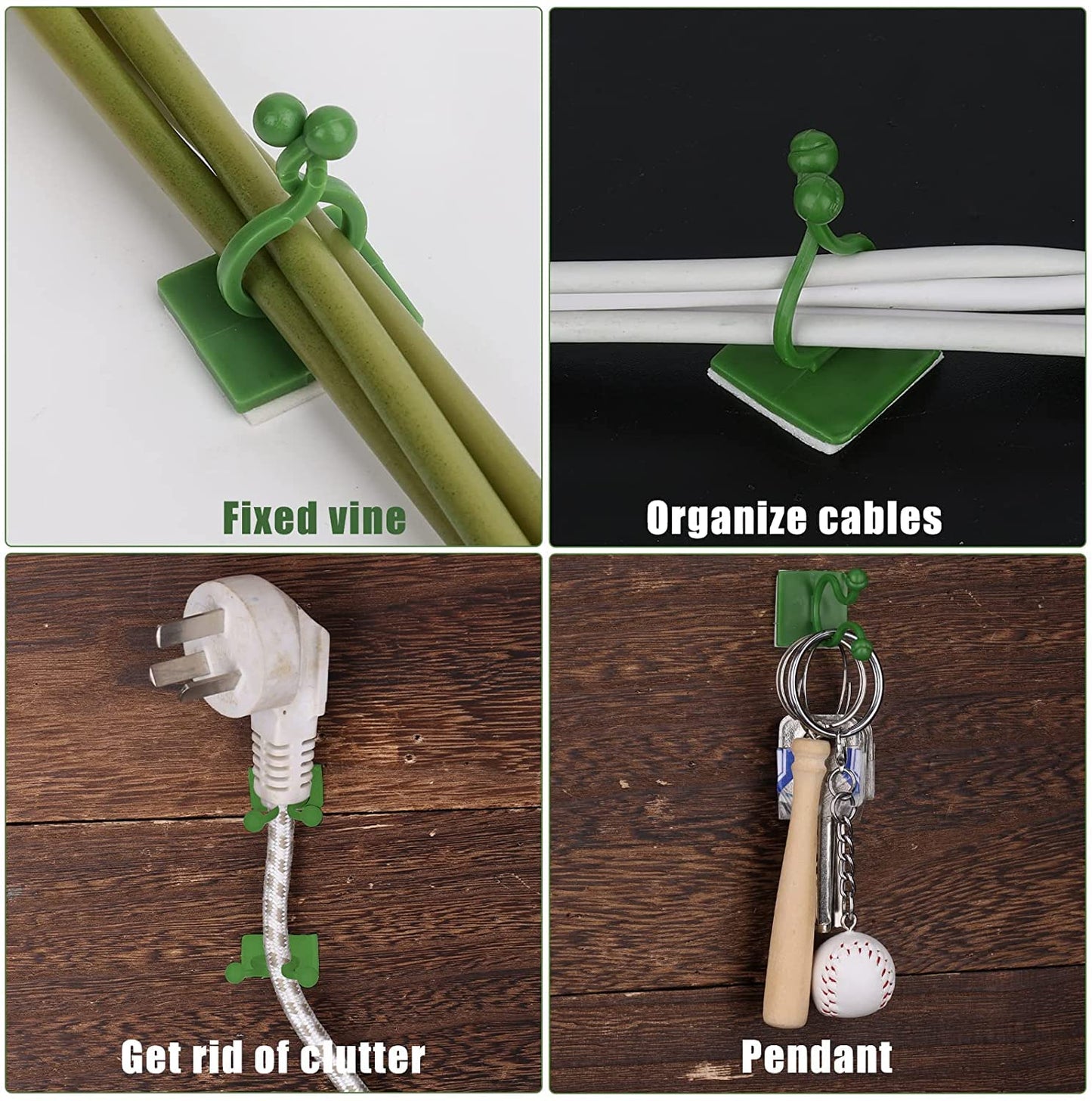Casa De Amor 15 Pcs Plant Wall Climbing Fixing Clips | Plant Support Garden Clip | Reusable Plastic Plant Support Clips | Self Adhesive Plant Vine Backed Twist Clips (Green)