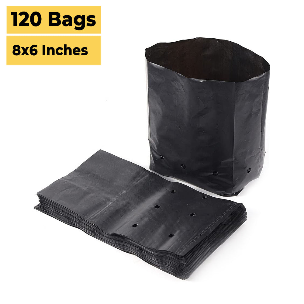 Casa De Amor Recyclable Plastic UV Protected Poly Grow Nursery Plant Bags | Plant Bags for Home Garden (Black)