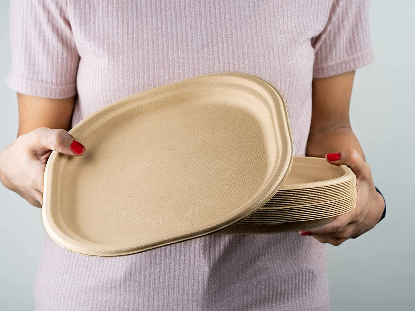 Eco-Friendly Disposable Square Dinner Plates, Pack of 25, Off White (9 inch, R)