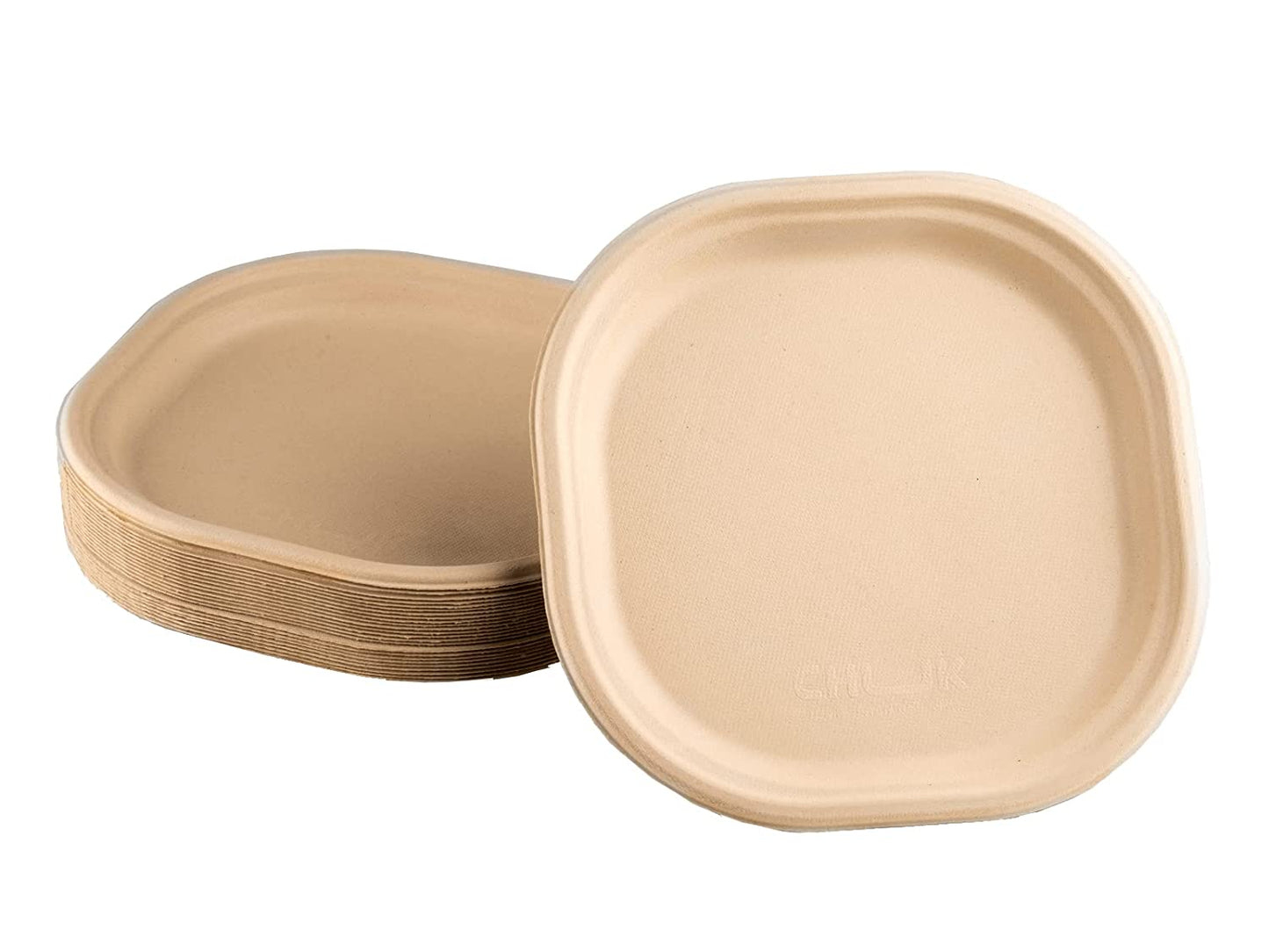 Eco-Friendly Disposable Square Dinner Plates, Pack of 25, Off White (9 inch, R)