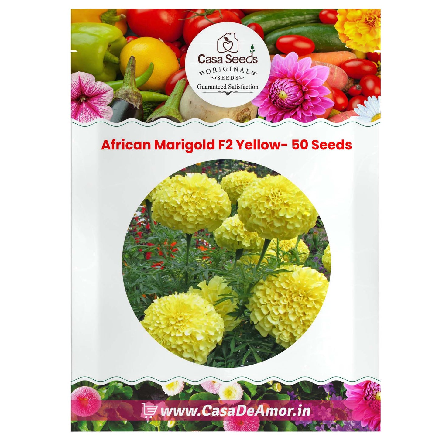 African Marigold F2 Yellow- 50 Seeds