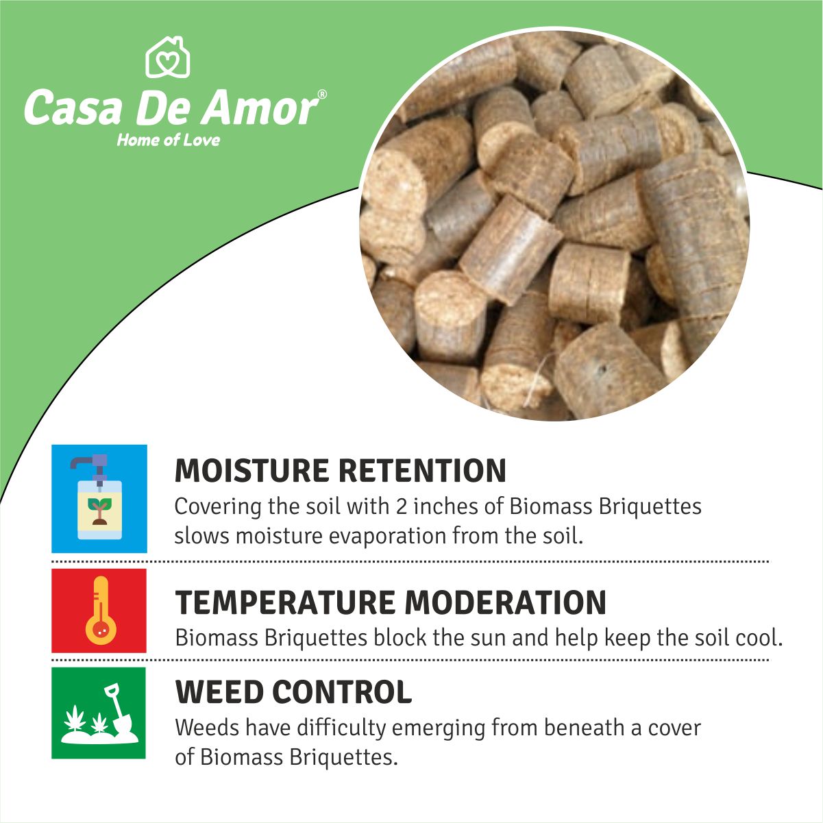 Casa De Amor Biomass Briquettes for Mulching in Gardens