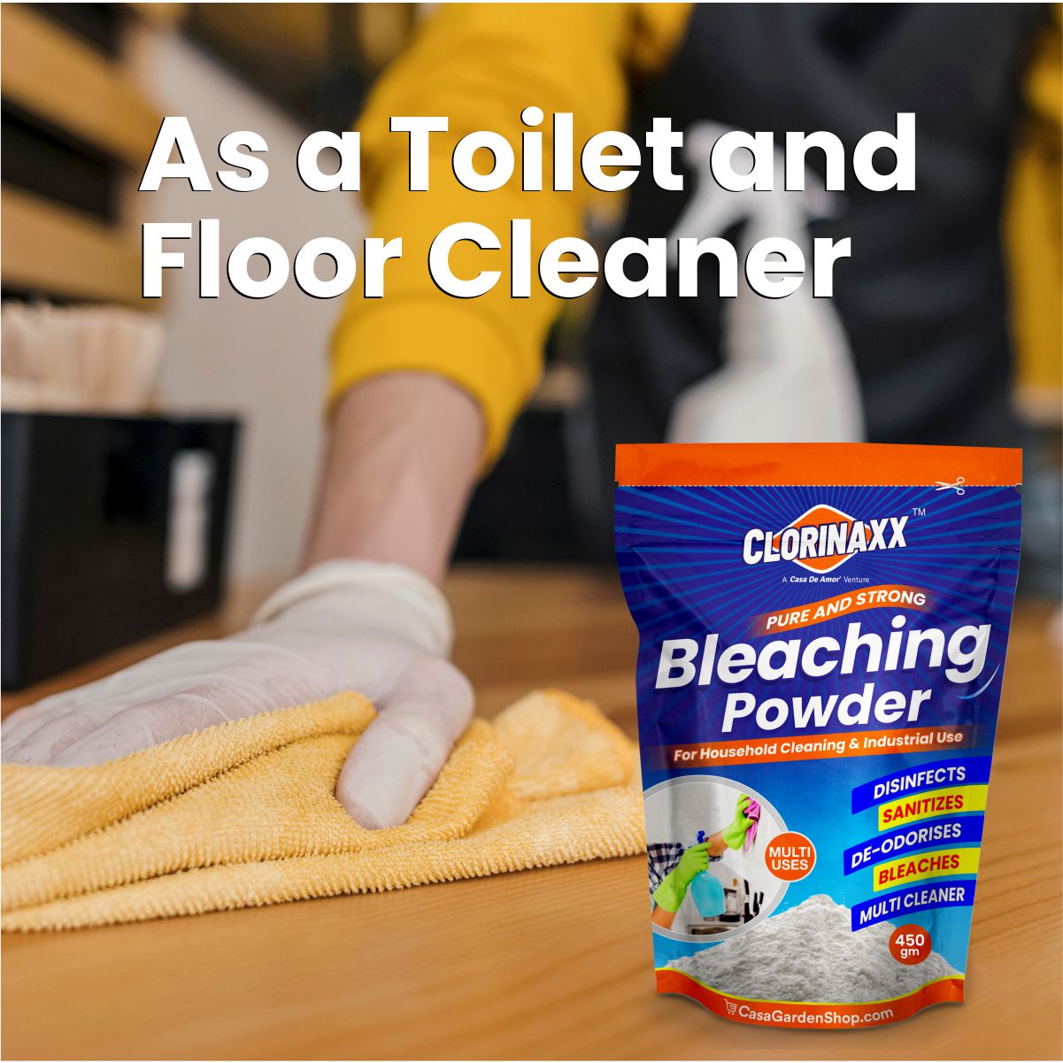 Clorinaxx Bleaching Powder For Household & Kitchen Cleaning, Disinfectant Spray to Kill Fungus, Germs, Bacteria, Floor Cleaner, Toilet Cleaner, Overhead Tank Cleaner and Multi Uses