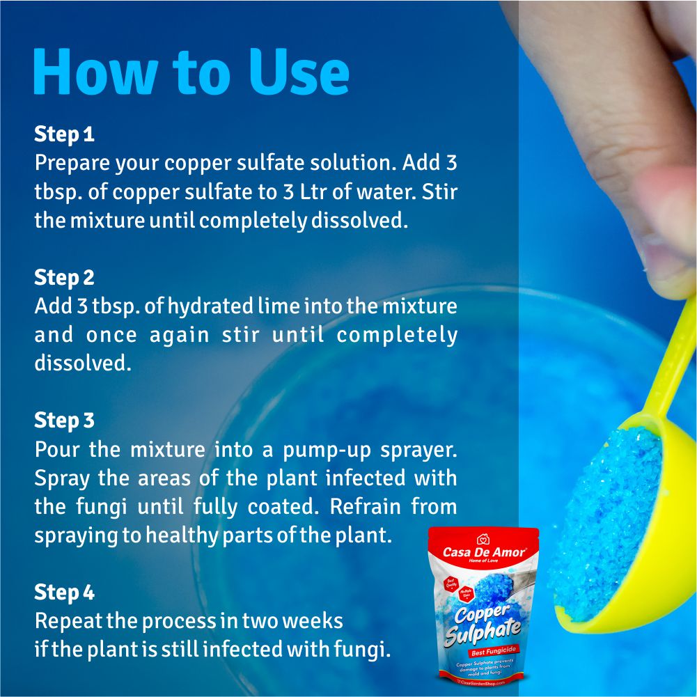 Casa De Amor Copper Sulphate- Plant Fungicide Essential for Gardening and All Plants