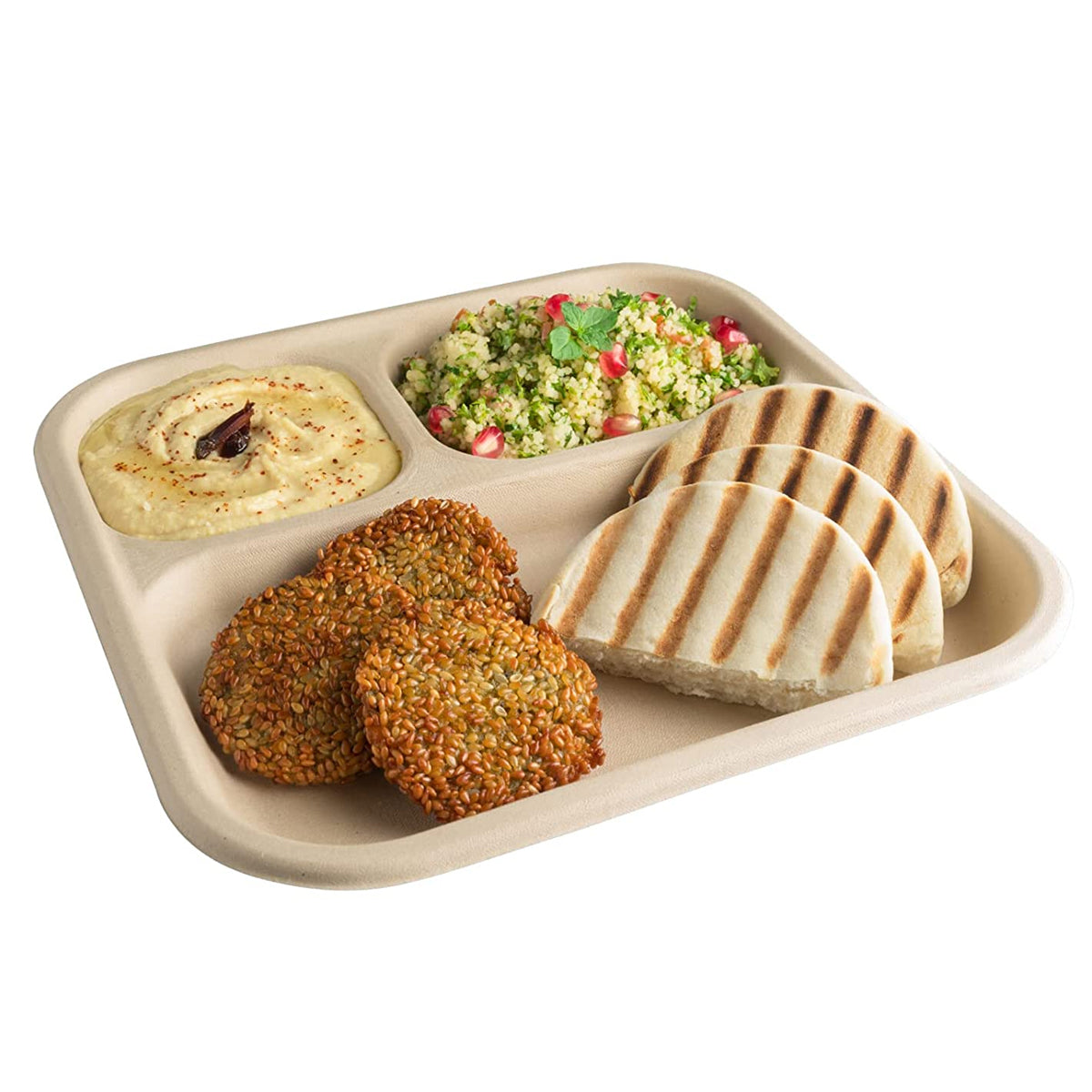 Casa De Amor Eco-Friendly Disposable 3 Compartment Dinner Plates Off White (Pack of 15)