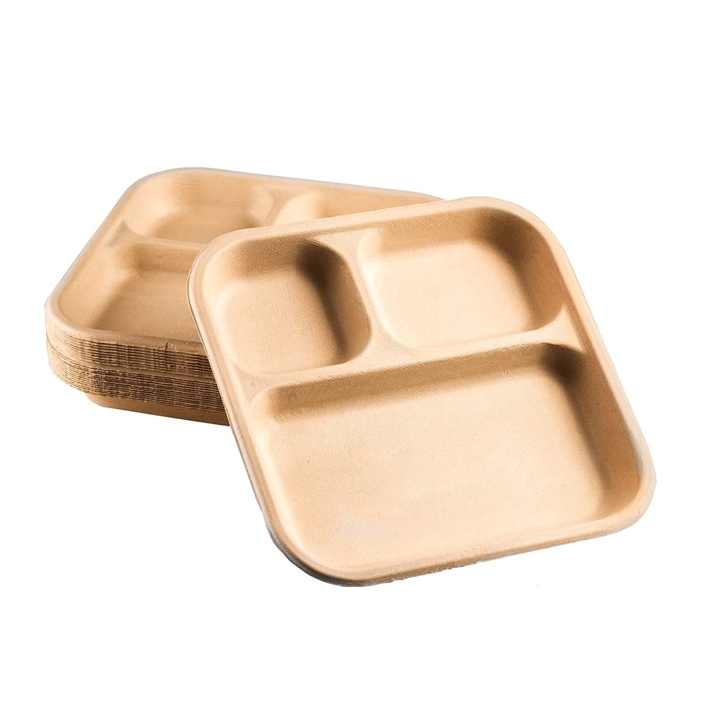 Casa De Amor Eco-Friendly Disposable 3 Compartment Dinner Plates Off White (Pack of 15)