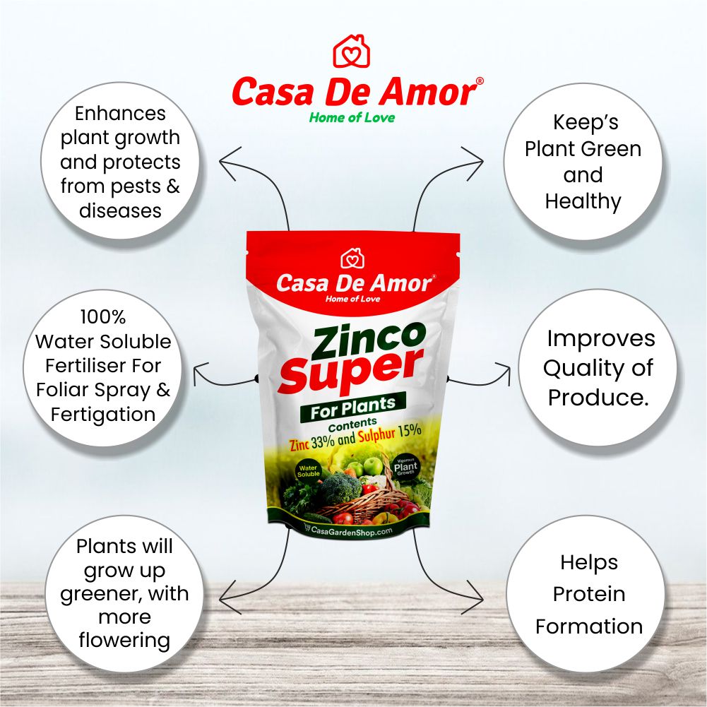 Casa De Amor Zinco Super (Zinc 33% and Sulphur 15%) Micronutrient Fertilizer for All Types of Plants, Lawn and Gardening