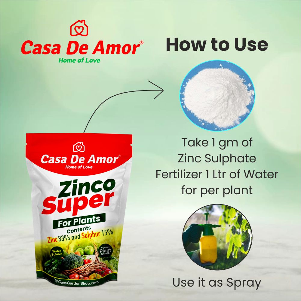 Casa De Amor Zinco Super (Zinc 33% and Sulphur 15%) Micronutrient Fertilizer for All Types of Plants, Lawn and Gardening