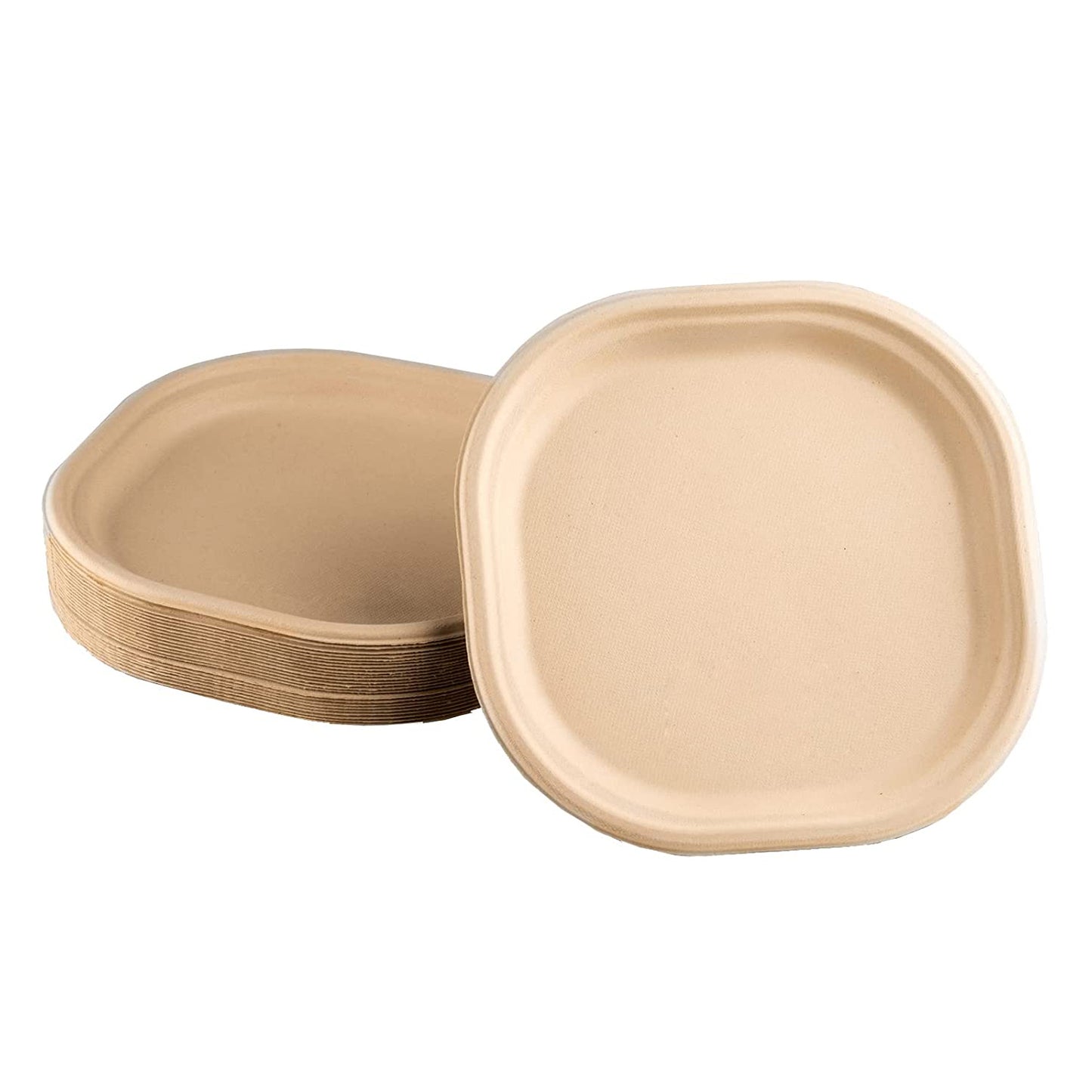 Eco-Friendly Disposable Square Dinner Plates, Pack of 25, Off White (9 inch, R)