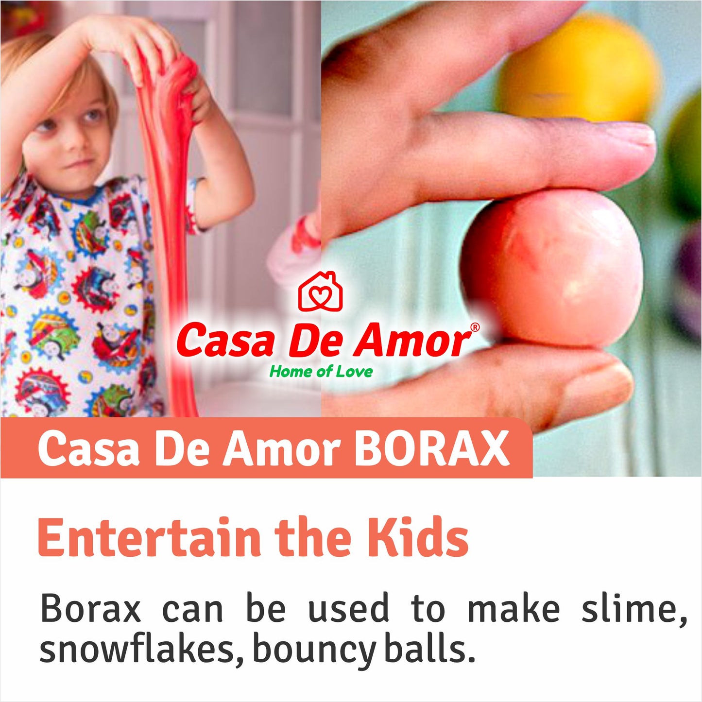 Casa De Amor Borax Powder, 100% Pure with Whitening & Cleaning Power, and for Kids Crystals & Slime