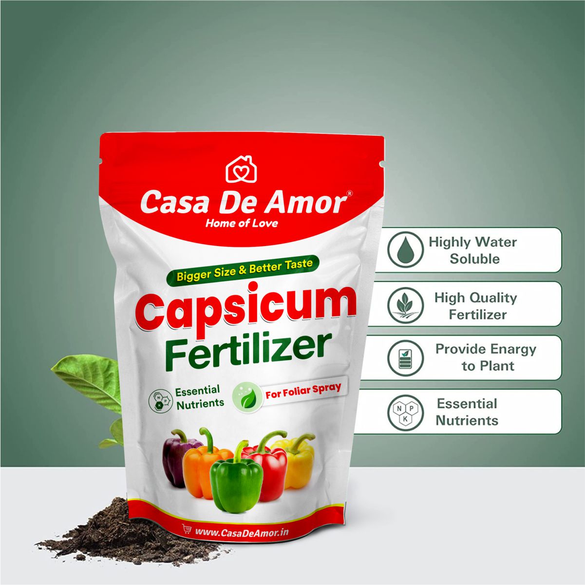 Casa De Amor Capsicum Plant Fertilizer for Home, Kitchen and Terrace Gardening