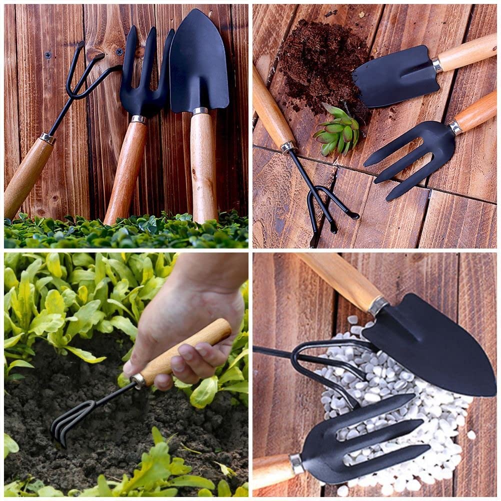 Casa De Amor 10" Gardening Tools Set-Big Hand Cultivator, Trowel, Garden Fork (Set of 3)