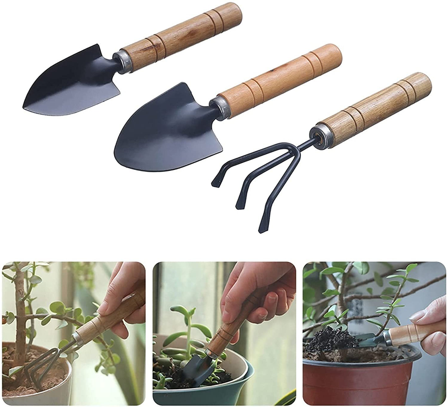 Casa De Amor Mini Gardening Tools Kit - Cultivator, Trans-Planter and Trowel (3 Piece)