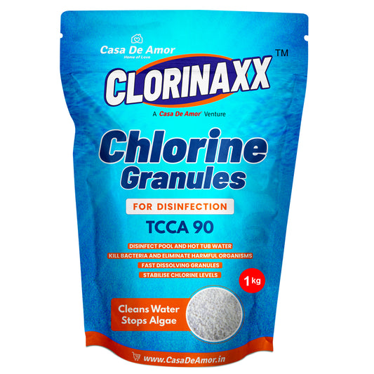 Casa De Amor Clorinaxx Swimming Pool Water Purifier Chlorine TCCA 90 Granules for Disinfection, Cleans Water and Stops Algae