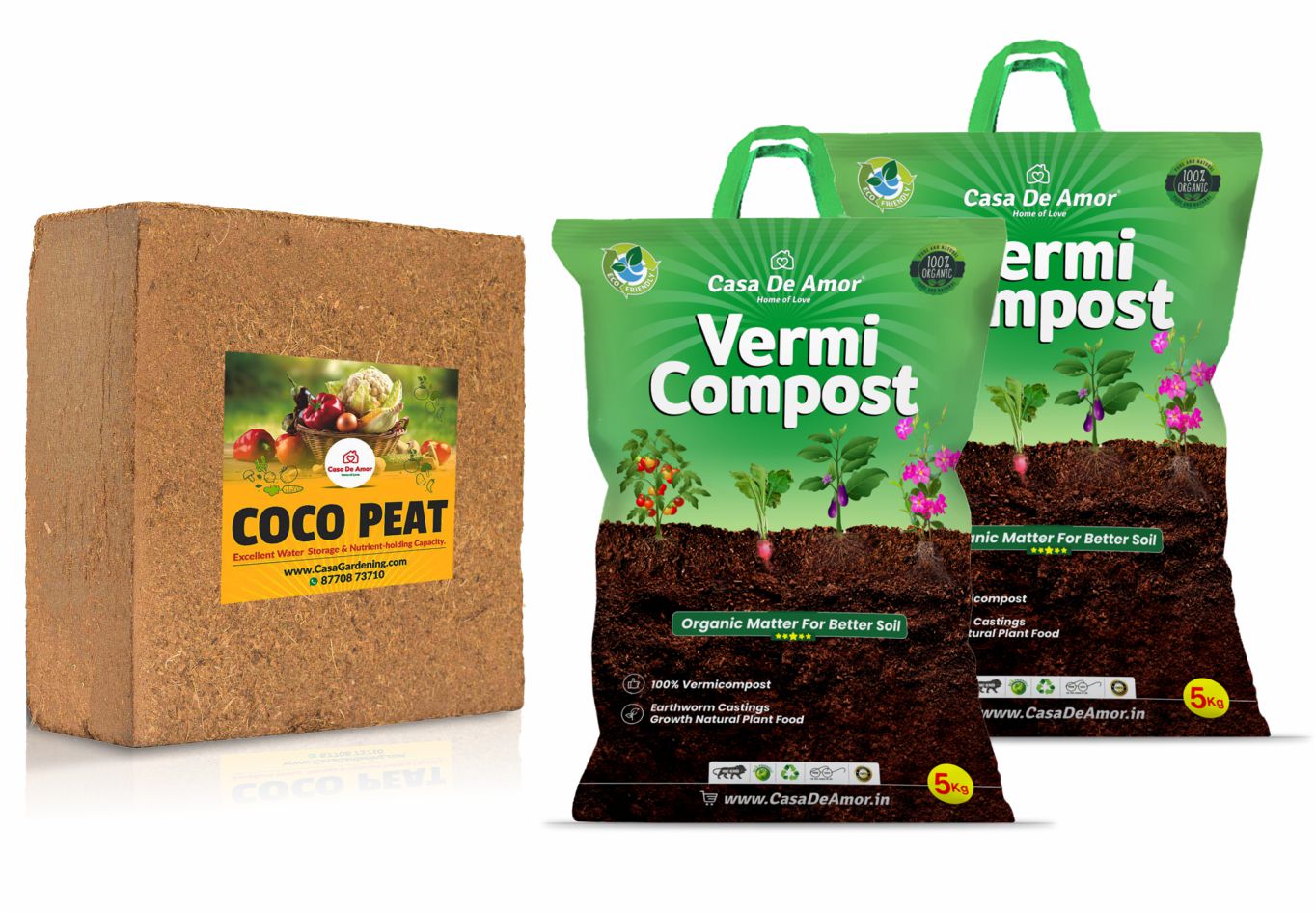 Casa De Amor Cocopeat and Vermicompost Excellent Media for Terrace, Balcony and Home Gardening