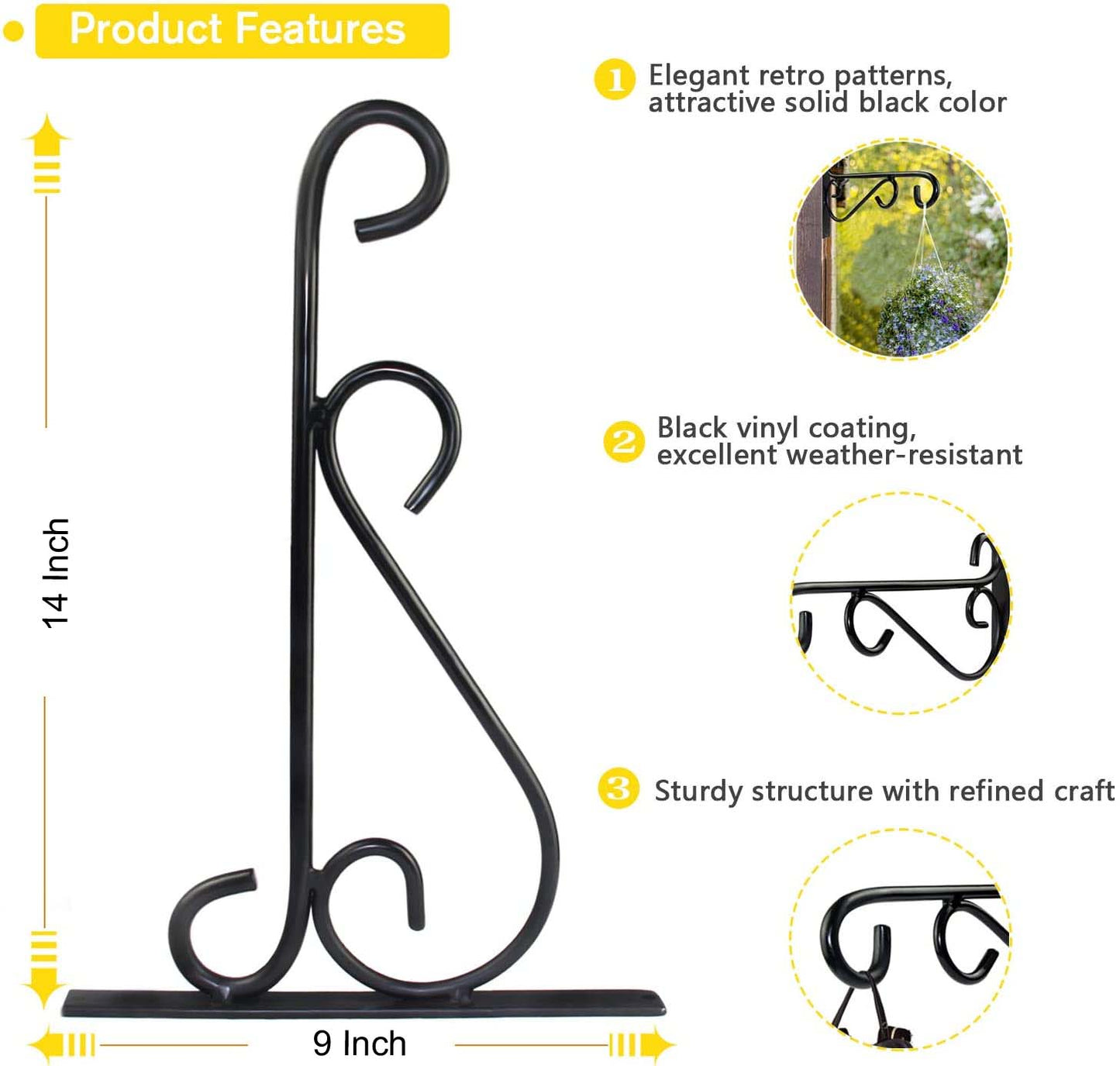 Casa De Amor Plant Hanger Brackets Wall Mounted-Metal Hooks for Flower Planter Bird Feeder Wind Chimes