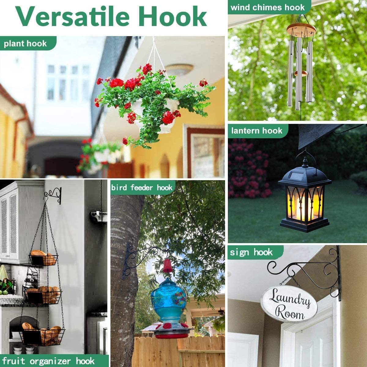 Casa De Amor Plant Hanger Brackets Wall Mounted-Metal Hooks for Flower Planter Bird Feeder Wind Chimes