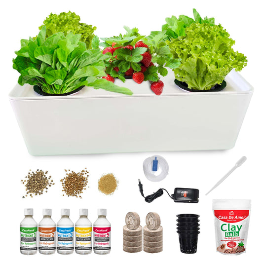 CasaFresh Hydroponic System Growing Kit for 5 Plants Herb Garden Starter Set - Beginners Hydroponic System- Reusable for Indoor/Outdoor hydroponics, Seeds Included