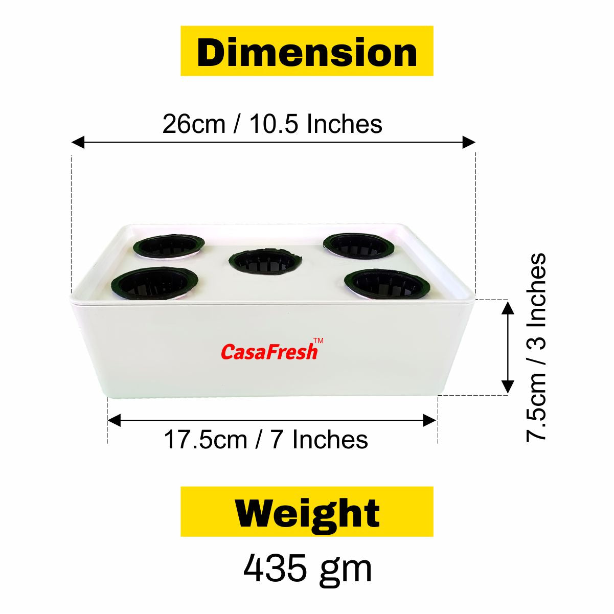 CasaFresh Hydroponic System Growing Kit for 5 Plants Herb Garden Starter Set - Beginners Hydroponic System- Reusable for Indoor/Outdoor hydroponics, Seeds Included