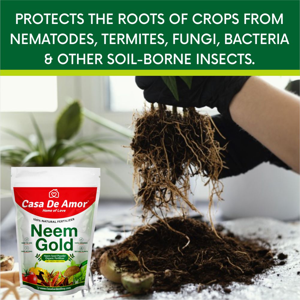 Casa De Amor Organic Vermicompost Fertilizer for Plants (5 Kg) & Neem Seeds Powder Organic Fertilizer and Pest Repellent for Plants (900 Gm) Combo