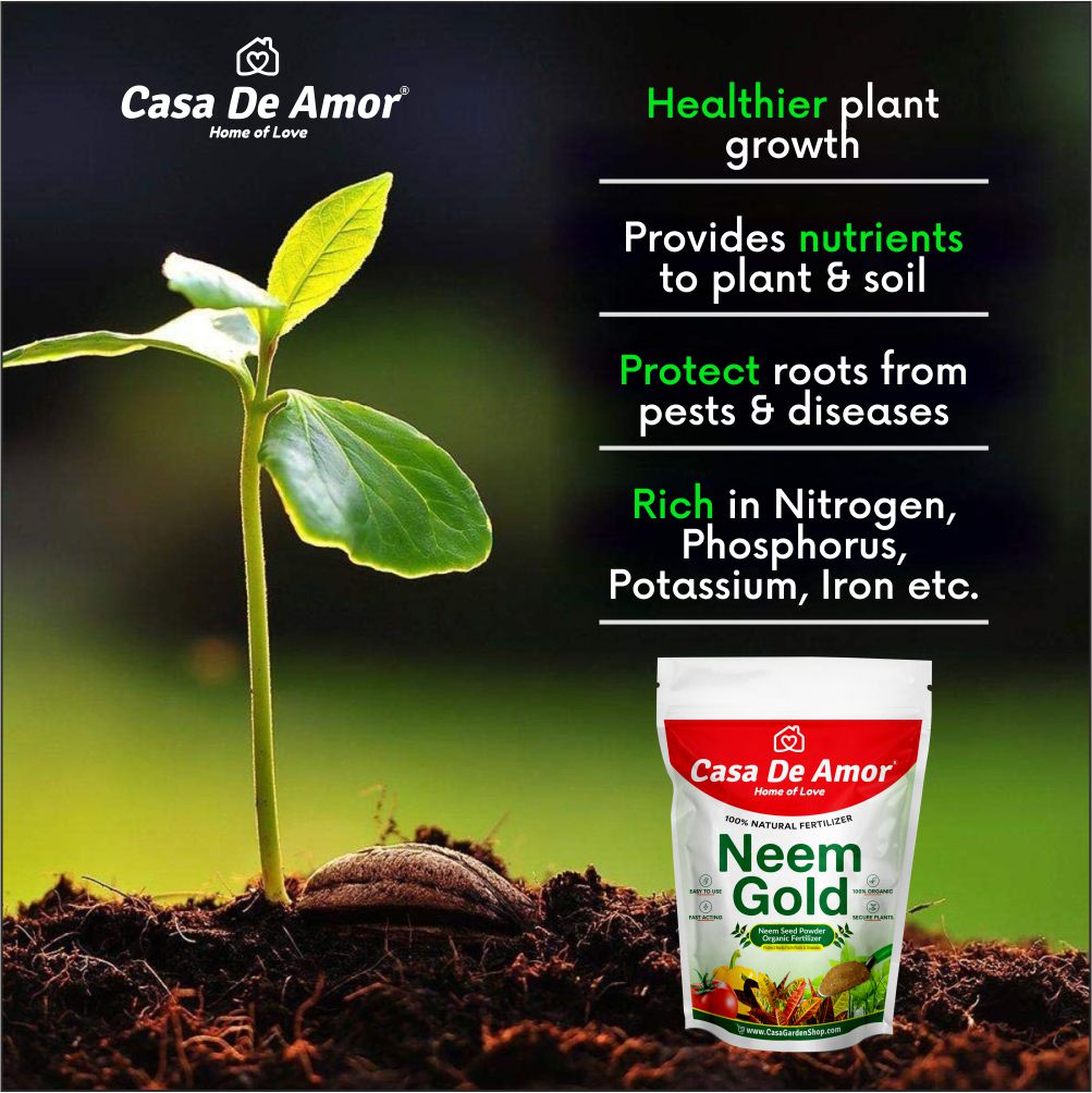 Casa De Amor Organic Vermicompost Fertilizer for Plants (5 Kg) & Neem Seeds Powder Organic Fertilizer and Pest Repellent for Plants (900 Gm) Combo