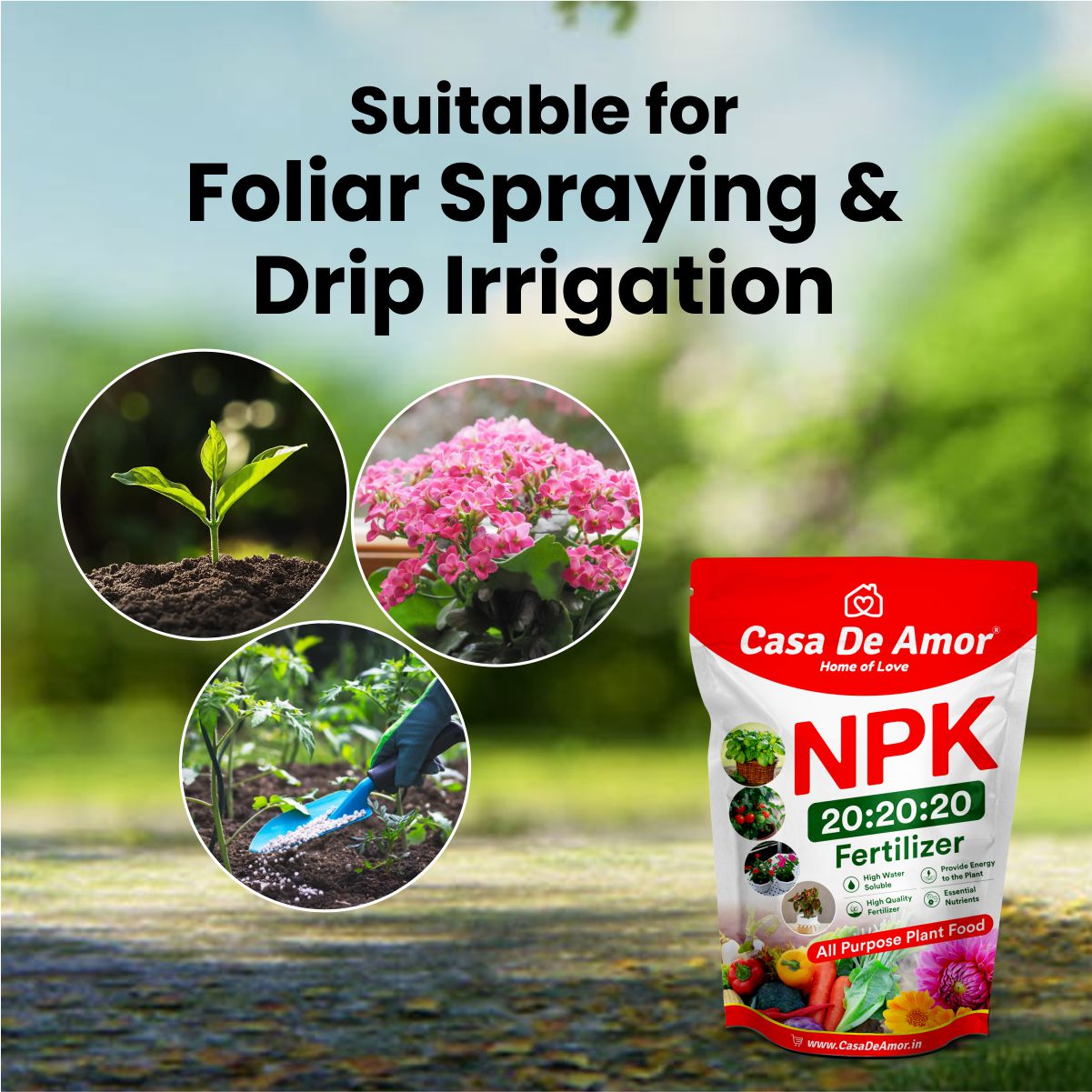 Casa De Amor NPK 20 20 20 Fertilizer for Plants and Gardening Complete Plant Food, Growth Boost and Flowering