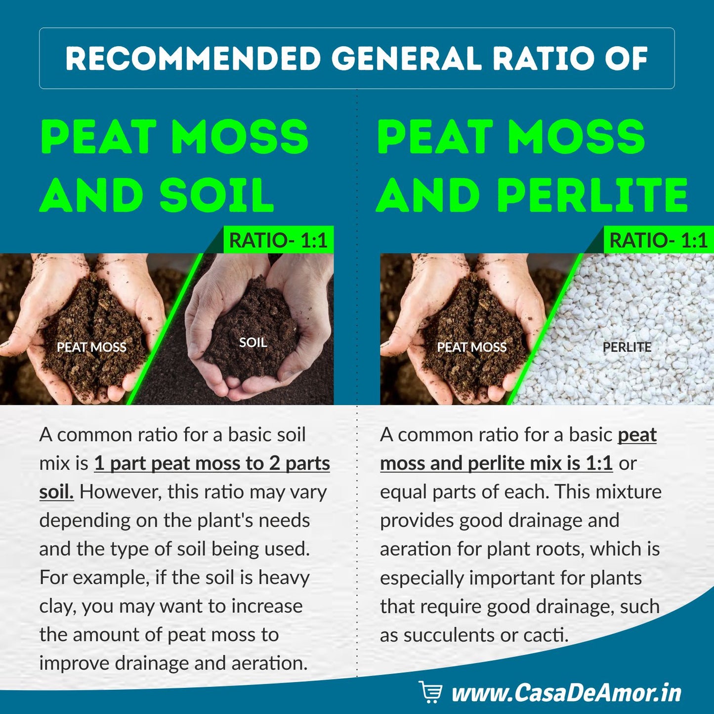 Casa De Amor Peat Moss Organic and Natural, for Potting Mix, Seed Starting and Improving Native Soil, Organic Gardening