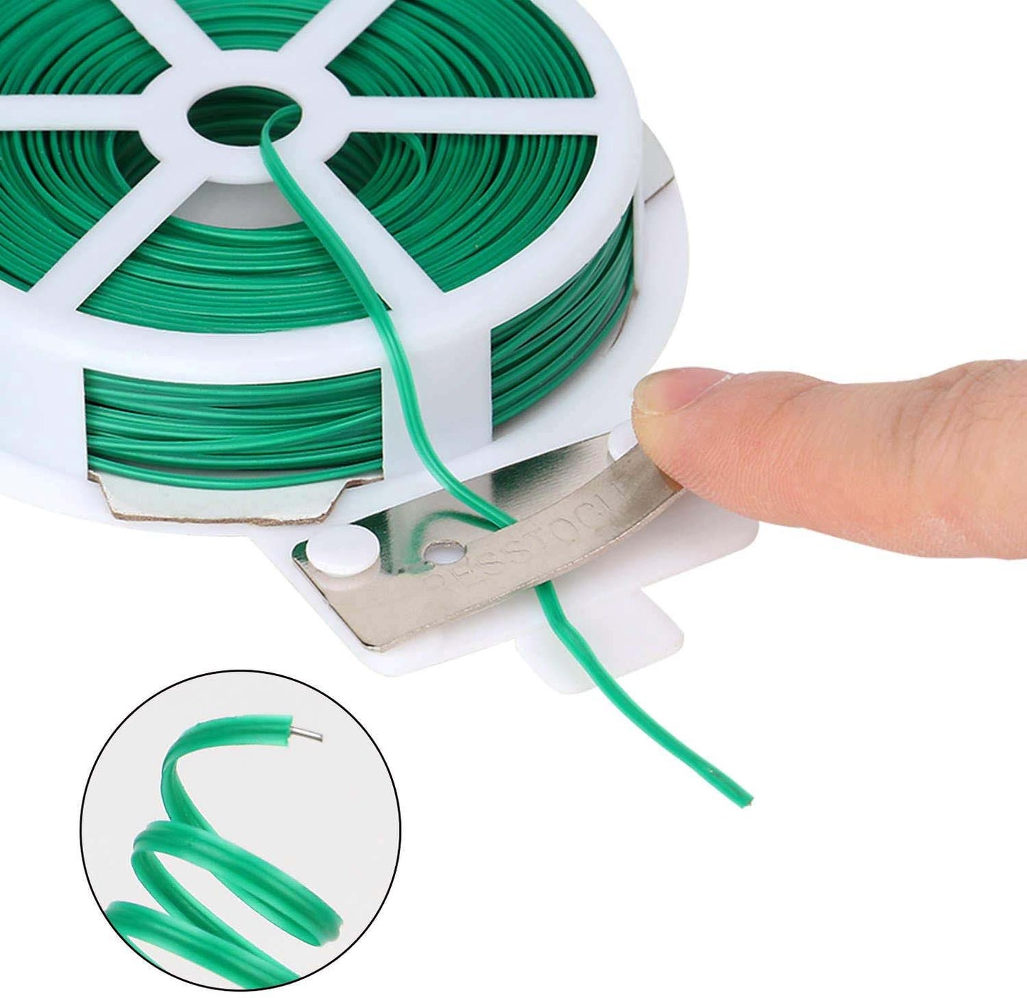 Casa De Amor Plastic Twist Tie Wire Spool with Cutter for Garden Yard Plant 50m (Green)