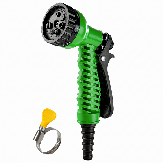 Casa De Amor Garden Hose 7 Pattern High Pressure Nozzle Spray Gun, Pressure Control Valve, 360° Adjustable & Leak Proof, Gardening Washing Water Spray for Plants